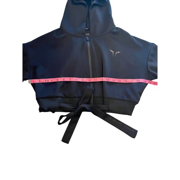 Squat Wolf NWOT DO-KNOT HOODIE ONYX Black Size Small Full Zip Cropped Hoodie - Picture 11 of 12